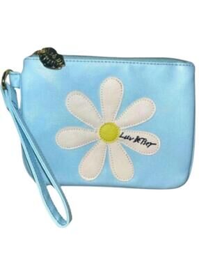 Luv Betsey Johnson Daisy Wristlet Floral Blue Clutch
